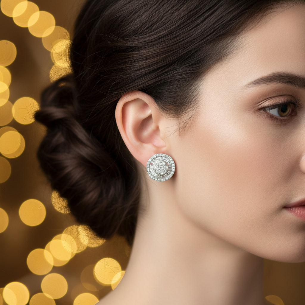 18K White Gold Zirconia Earrings | Gold Plated | Gemini Lulu