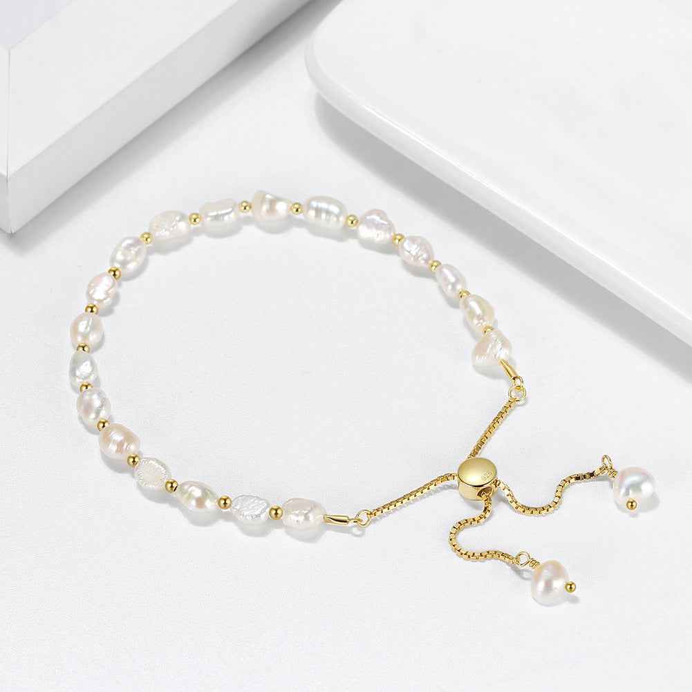 S925 Sterling Silver Natural Freshwater Pearl Bracelet