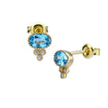Vintage 925 Sterling Silver Garnet Blue Topaz Earrings