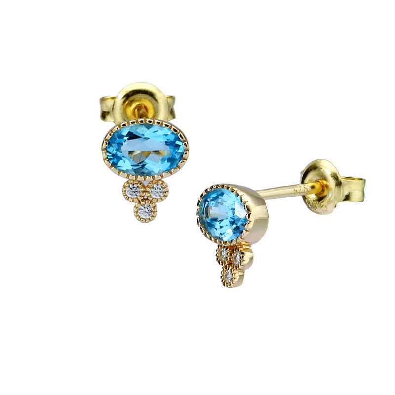Vintage 925 Sterling Silver Garnet Blue Topaz Earrings