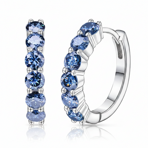 Gemini Lulu Blue Moissanite Round Stud Earrings