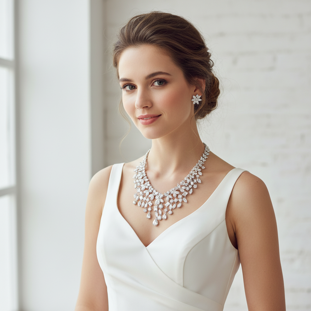 Gemini Lulu Bridal Necklace and Earrings Jewelry Set