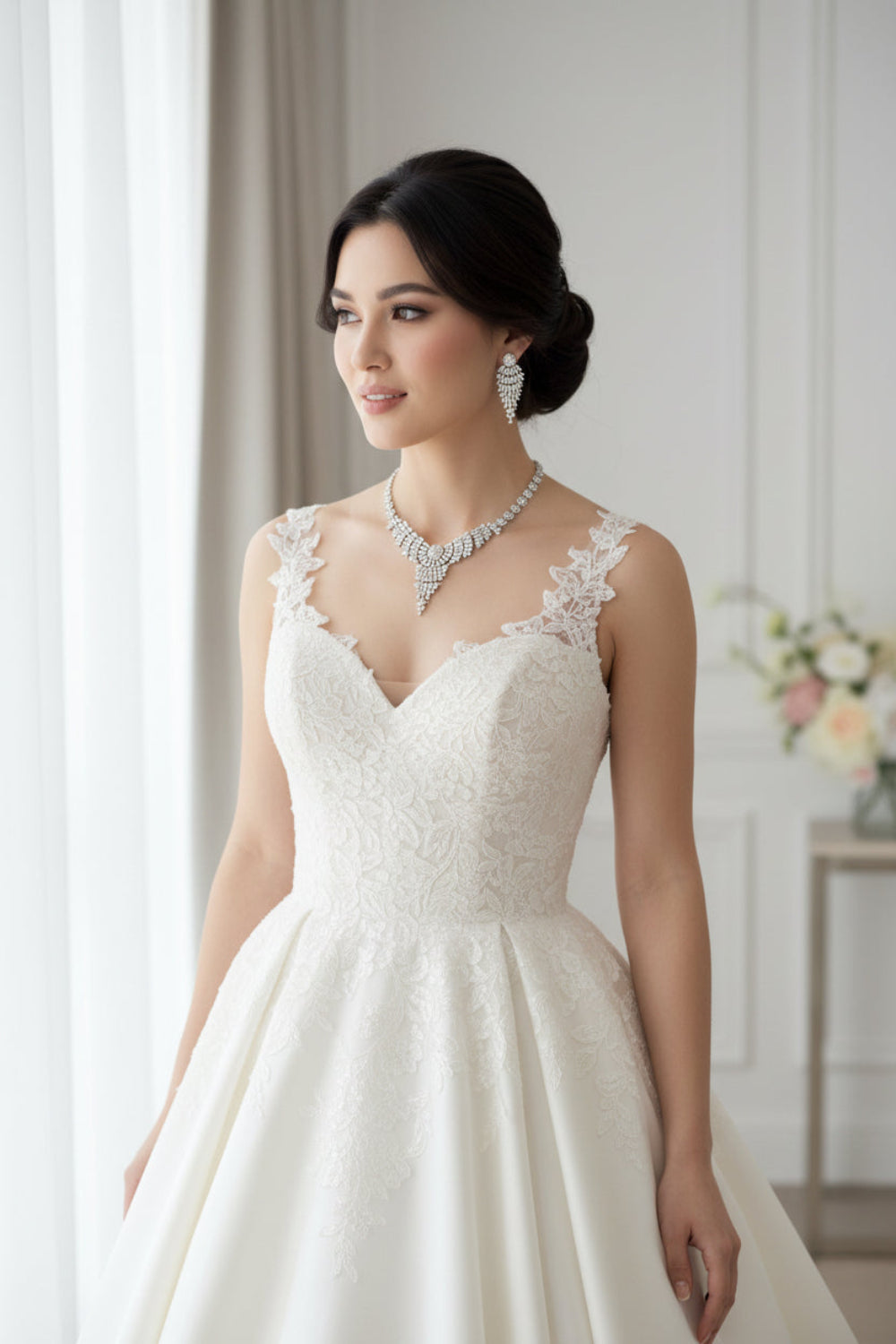 Zirconia Bridal Earring Necklace Set | Hypoallergenic | Gemini Lulu