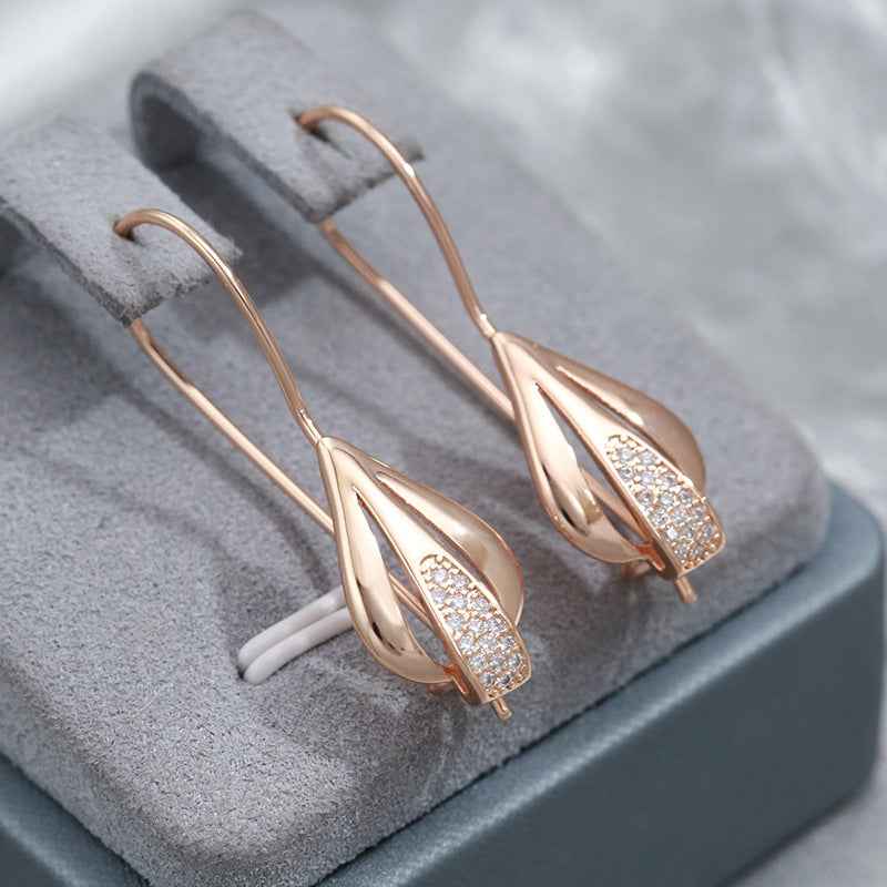 Gemini Lulu Korean Rose Gold Diamond Drop Earrings