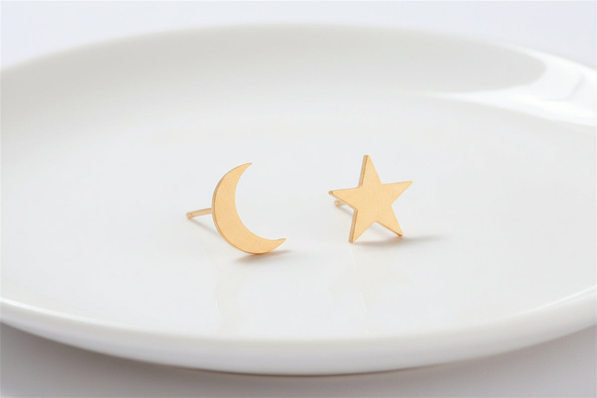 Star and Moon Minimalist Fashion Earrings
