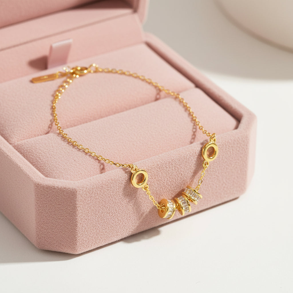 Gold Zirconia Bead Bracelet | Silver-Plated | Gemini Lulu