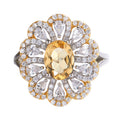 S925 Sterling Silver Natural Citrine Flower Ring - Gemini Lulu
