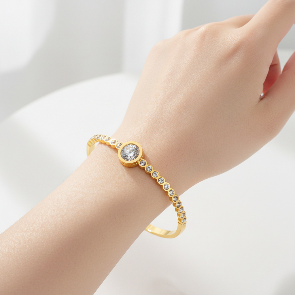 Gold Bracelet on Wrist