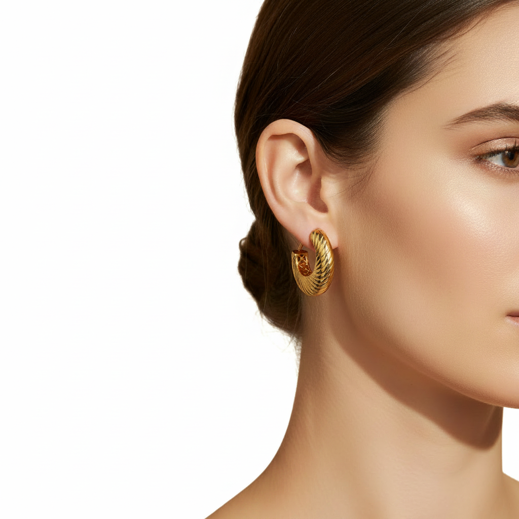 Gold Twisted Hoop Earrings Lifestyle