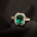 Gemini Lulu Natural Emerald Gemstone Ring in Sterling Silver