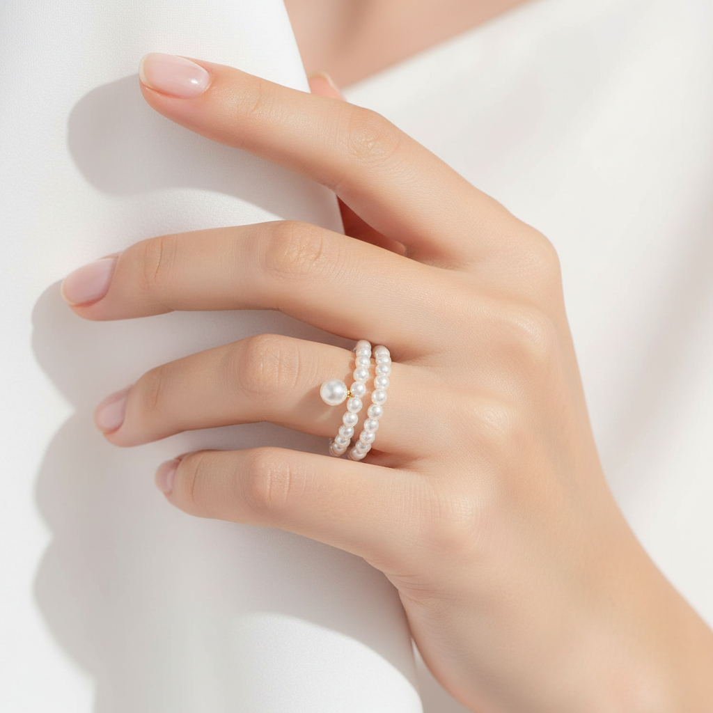 14K Gold-Plated Pearl & Cubic Zirconia Adjustable Ring | Gemini Lulu - Gemini Lulu