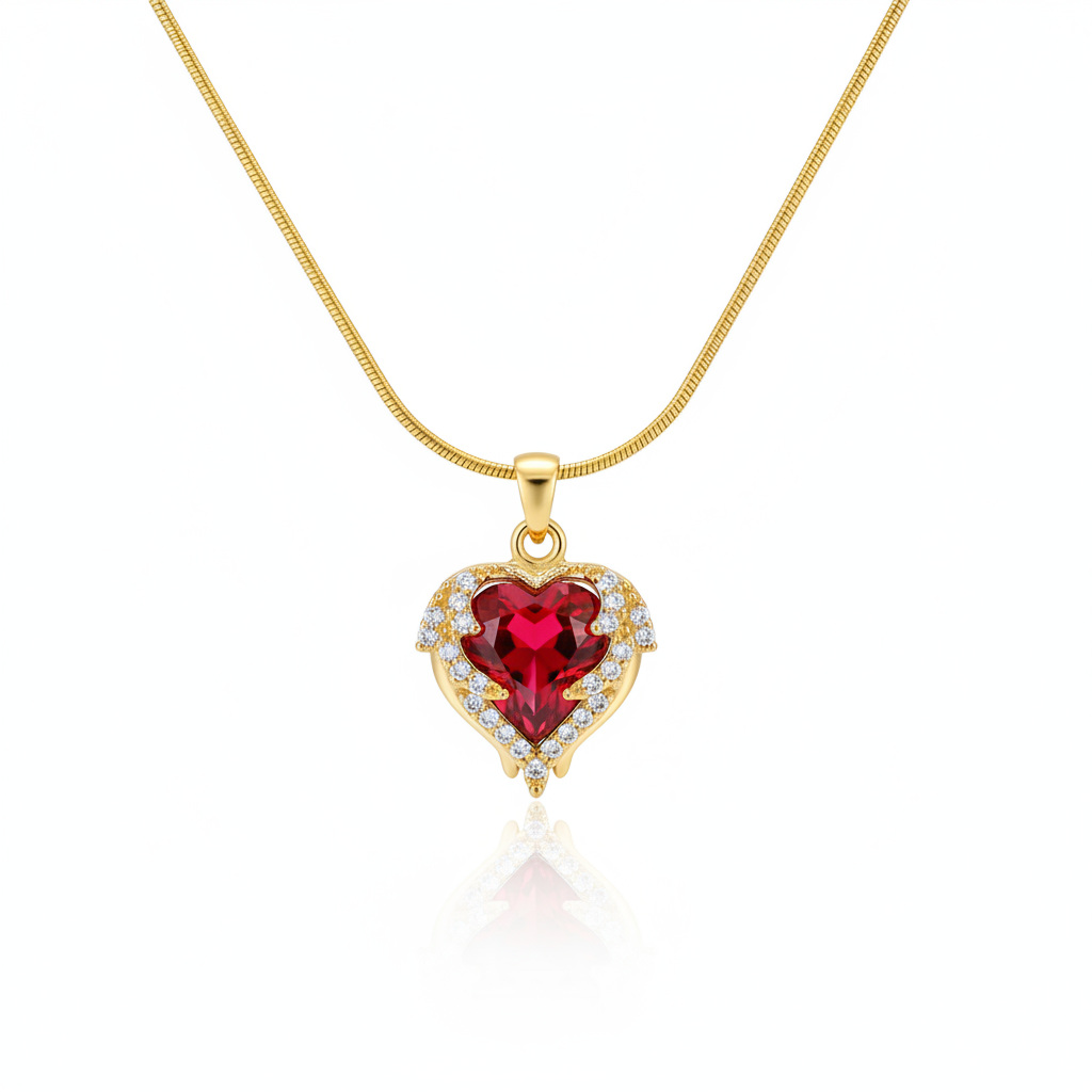 Gemini Lulu 18K Gold-Plated Red Heart Pendant Necklace