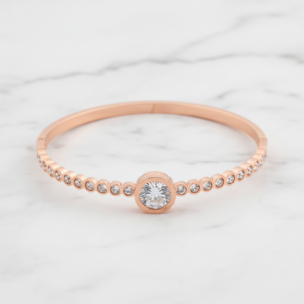 Rose Gold Bracelet Flat Lay