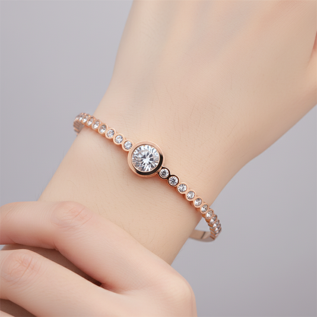 Rose Gold Bracelet on Wrist