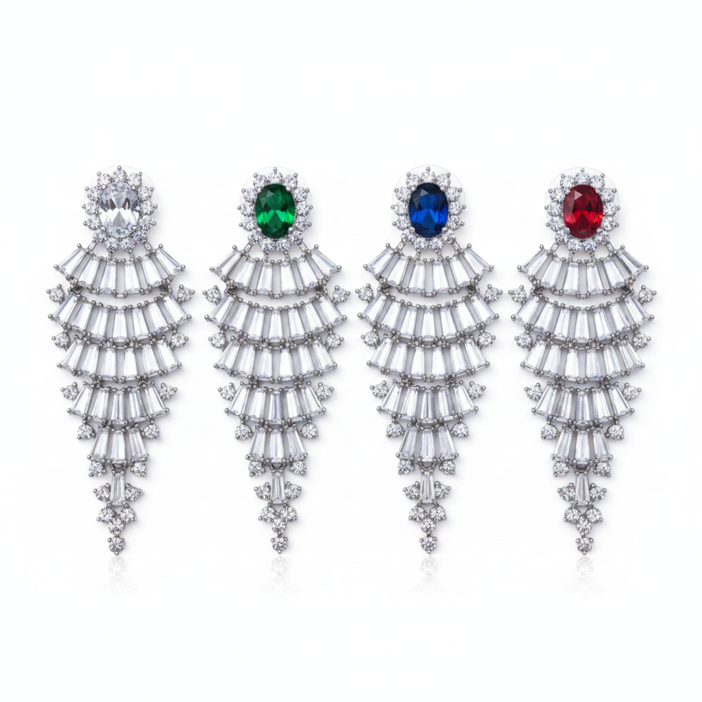 Zirconia Bridal Earring Necklace Set | Hypoallergenic | Gemini Lulu